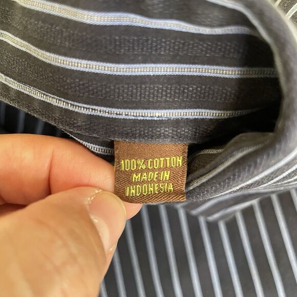 BCBG Attitude Blue Pinstripe Modern Fit Button Up-L - Picture 9 of 11